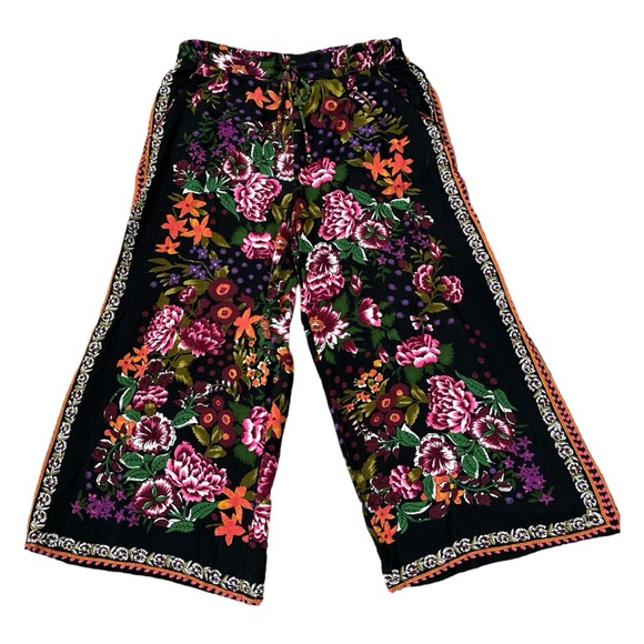Zara Floral Printed Wide Leg Pull On Culottes Size L - Picture 1 of 8
